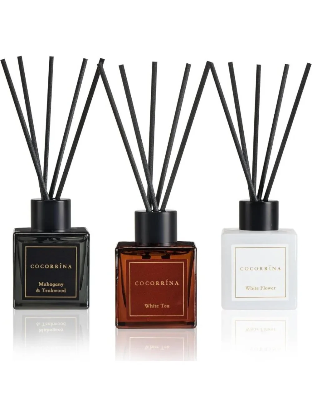 Reed Diffuser Set Trio - Mahogany Teakwood, White Flower & White Tea - Home